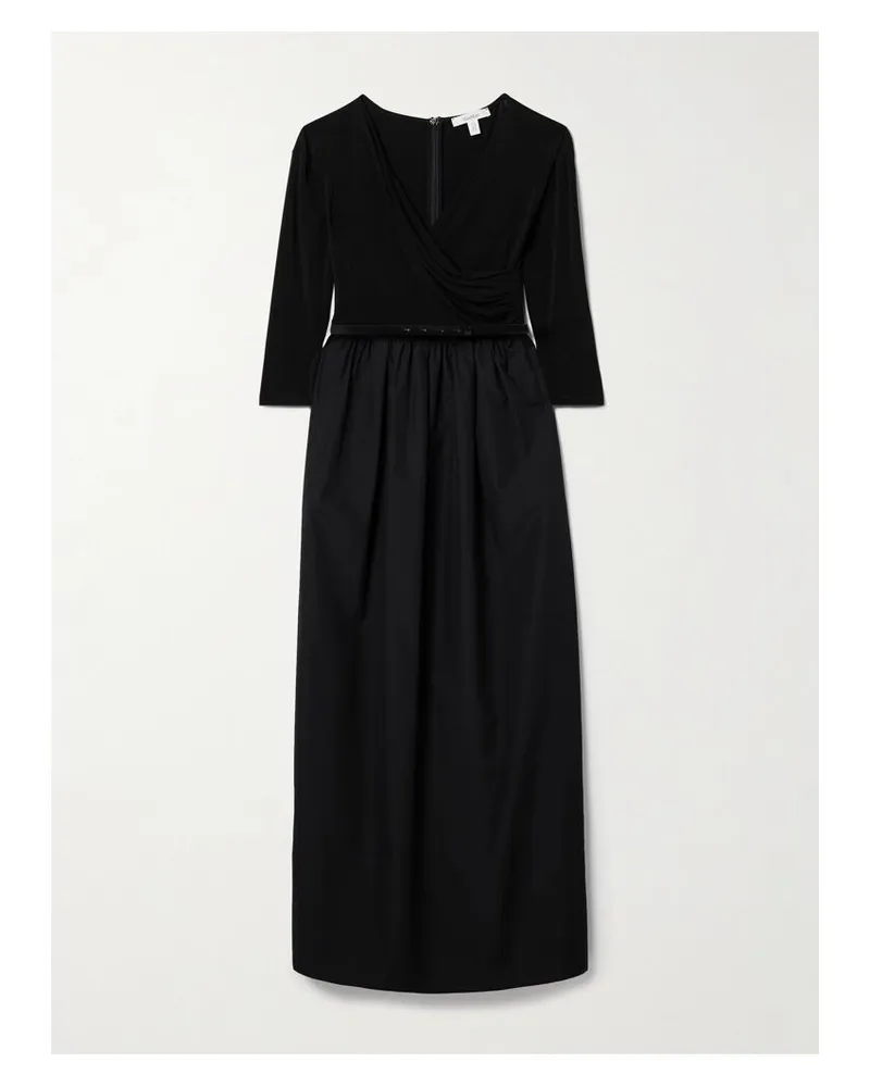 Max Mara Kaiser Midikleid Aus Stretch-jersey Und Baumwollpopeline Mit Gürtel - Schwarz Schwarz