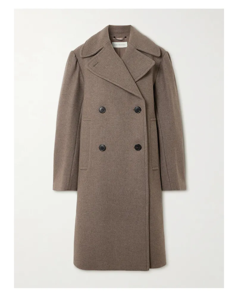 Dries van Noten Doppelreihiger Oversized-mantel Aus Einer Wollmischung - Braun Braun