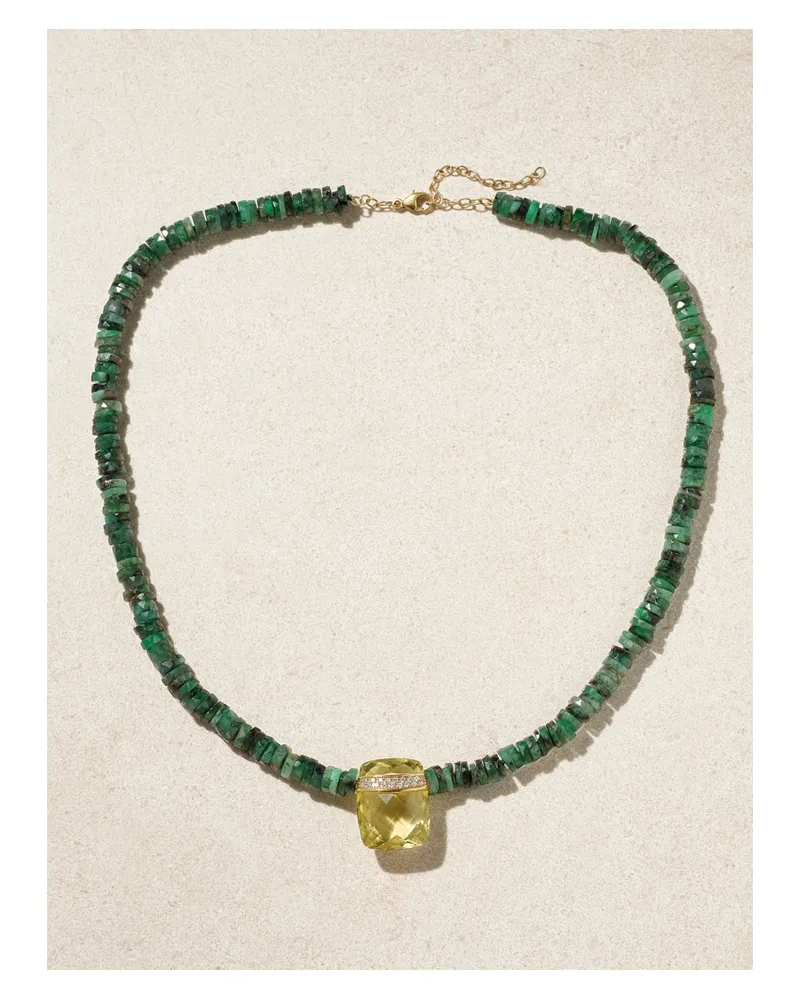 JIA JIA Kette Mit Smaragden, Quarz, Diamanten Und Details Aus 14 Karat Gold - Grün Grün