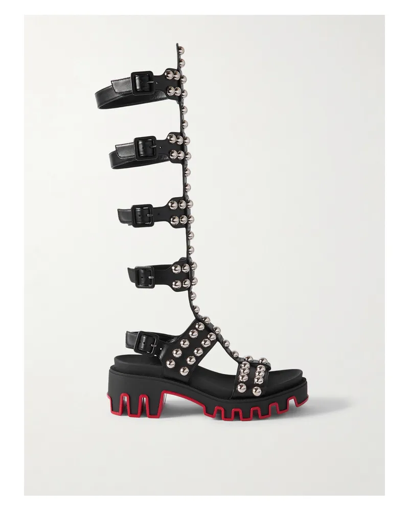 Christian Louboutin Gladiadune Studded Leather Sandals - Black Black