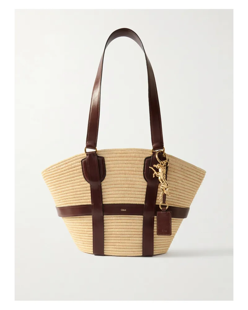 Chloé Kerala 25 Leather-trimmed Faux Raffia Tote - Neutrals Neutrals