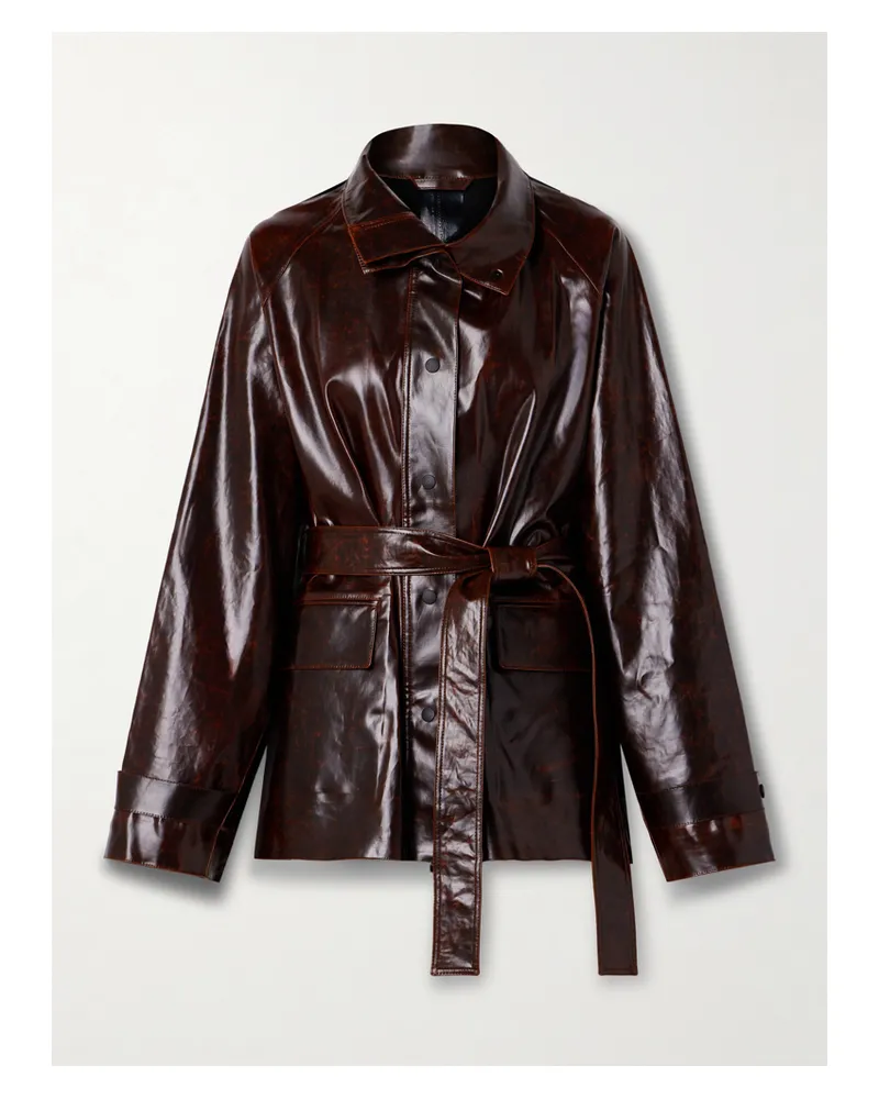 Proenza Schouler Finch Jacke Aus Einer Beschichteten Baumwollmischung Mit Bindegürtel - Braun Braun