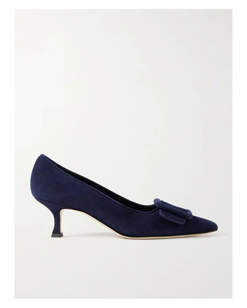 Manolo Blahnik Maysale 50 Pumps Aus Veloursleder Mit Schnalle - Blau Blau