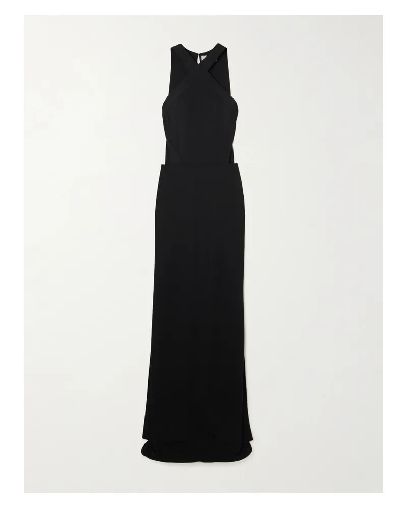 The New Arrivals Ilkyaz Ozel Yoko Cutout Crepe Halterneck Gown - Black Black
