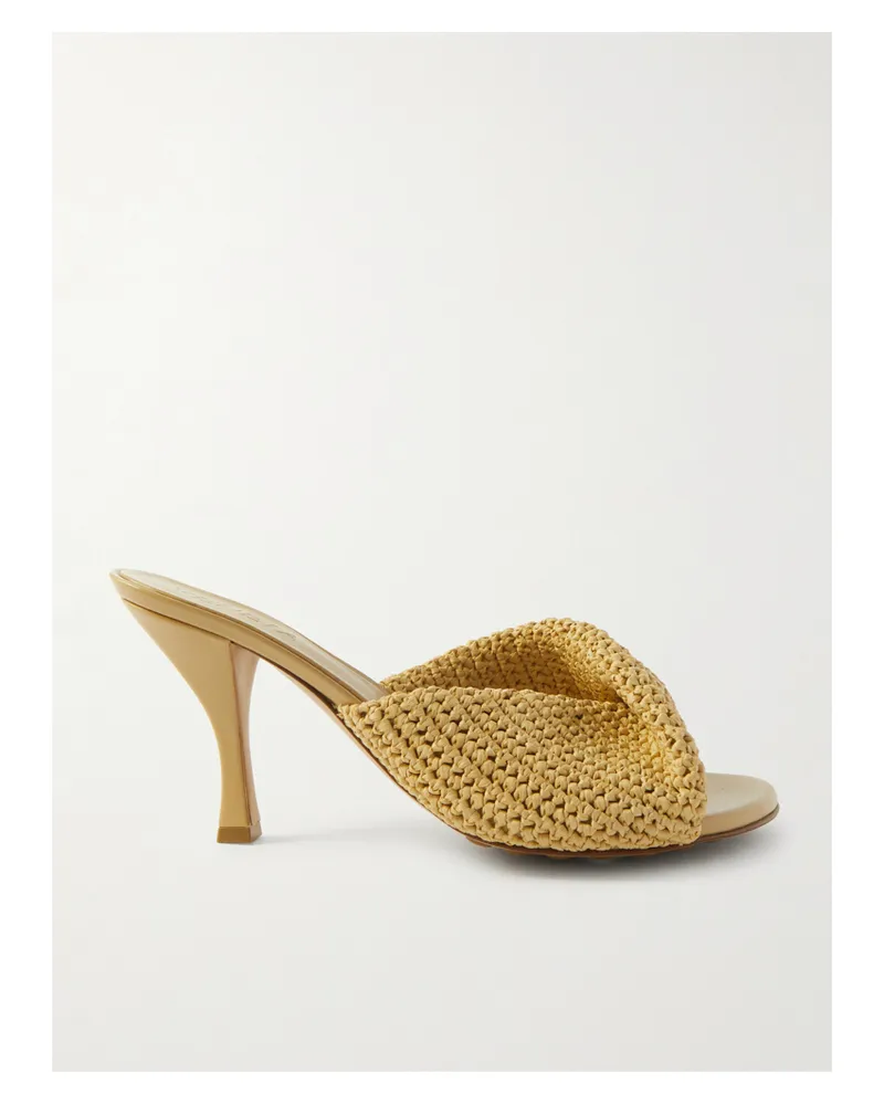 Bottega Veneta Blink Raffia Mules - Yellow Yellow