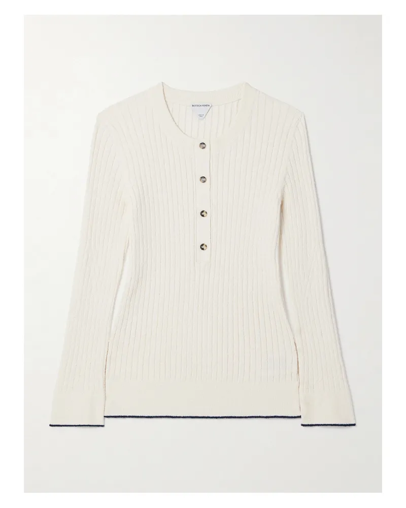 Bottega Veneta Ribbed Cotton-blend Bouclé Top - White White