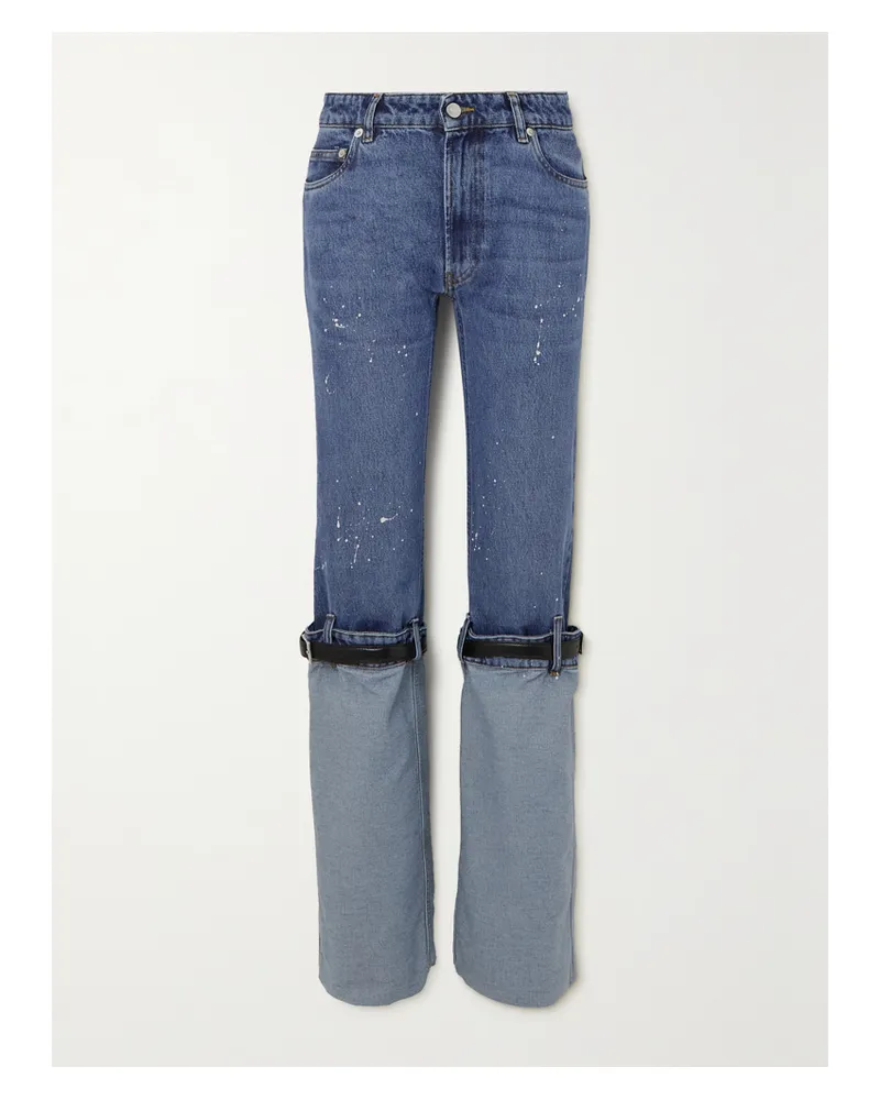 COPERNI Hybrid Halbhohe Jeans Mit Geradem Bein Und Gürtel In Distressed-optik - Blau Blau