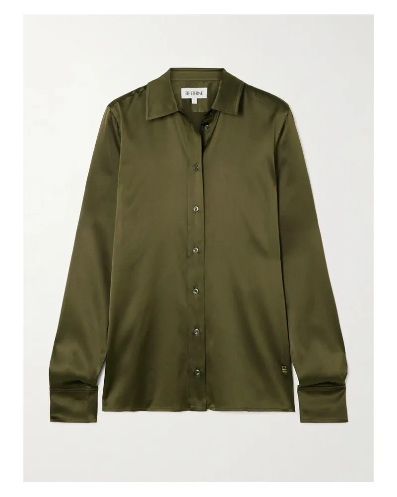 ÉTERNE Constance Bluse Aus Satin Aus Einer Seidenmischung - Grün Grün