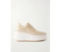 Nama Canvas And Leather Platform Sneakers - Neutrals