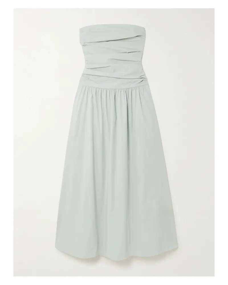St. Agni Trägerloses Maxikleid Aus Einer Baumwollmischung In Knitteroptik Zum Binden - Silber Silber