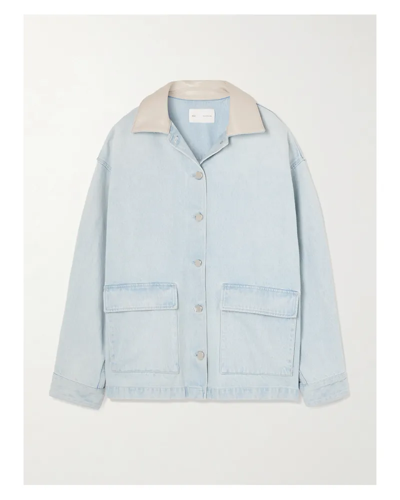 AGOLDE Maria Mcmanus Oversized Leather-trimmed Denim Jacket - Blue Blue