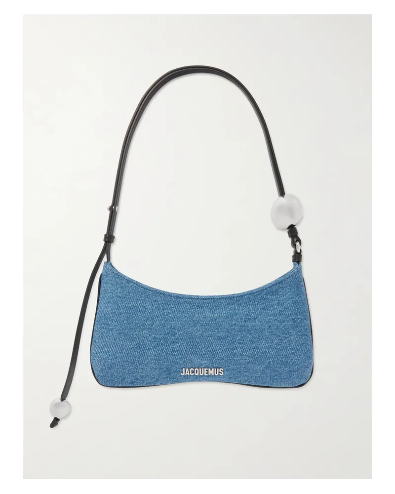 Jacquemus Le Bisou Perle Schultertasche aus Denim Blau