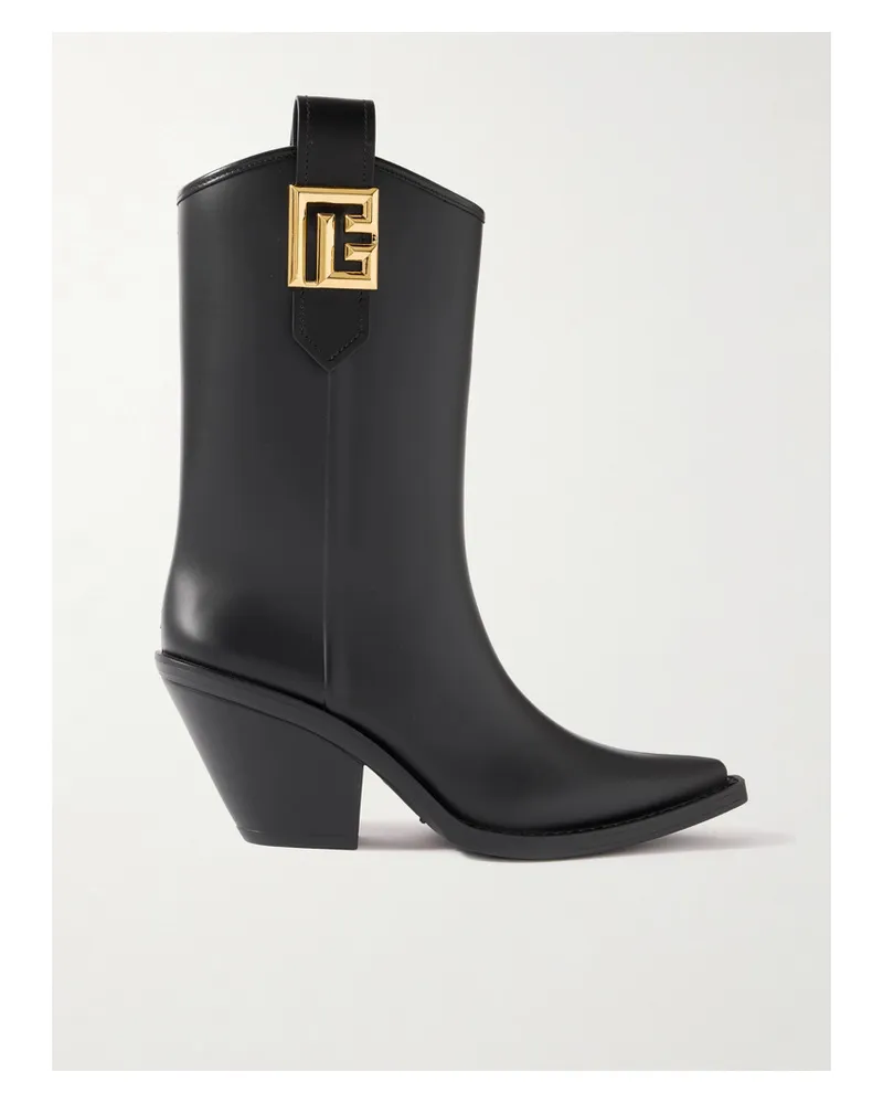 Balmain Tess Ankle Boots aus Gummi mit Lederbesätzen Schwarz