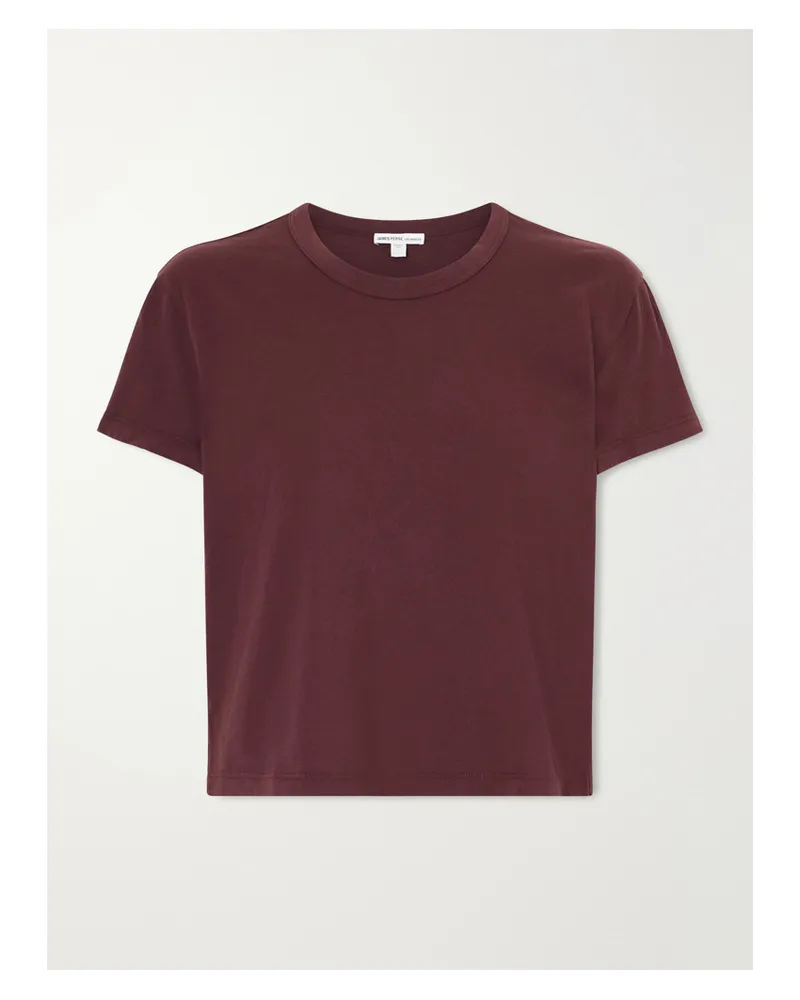 James Perse Cropped Cotton-jersey T-shirt - Burgundy Burgundy