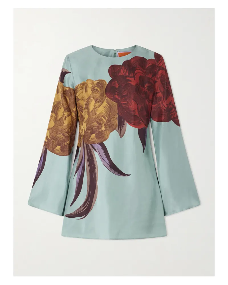 La DoubleJ Supremes Minikleid Aus Seiden-twill Mit Print - Blau Blau