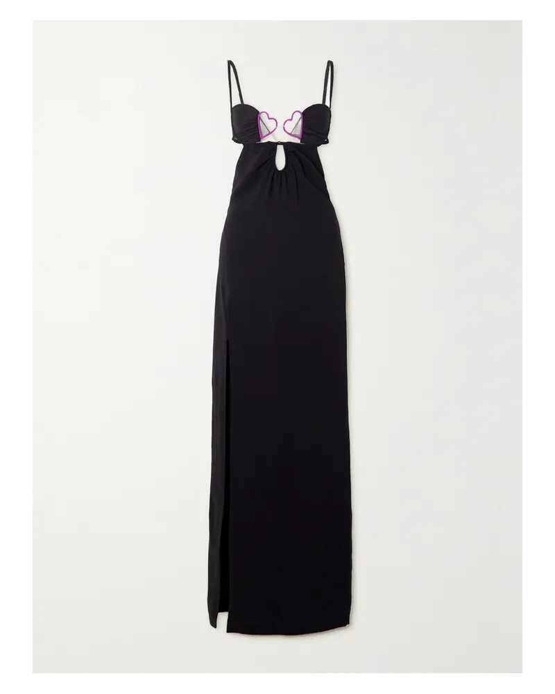 Nensi Dojaka Robe Aus Ponte Mit Cut-outs, Tülleinsätzen Und Verzierungen - Schwarz Schwarz