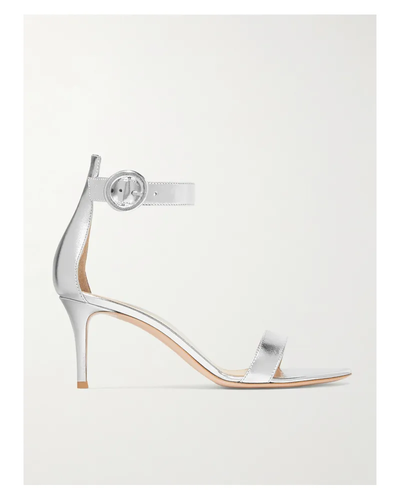 Gianvito Rossi Portofino 70 Metallic Leather Sandals - Silver Silver