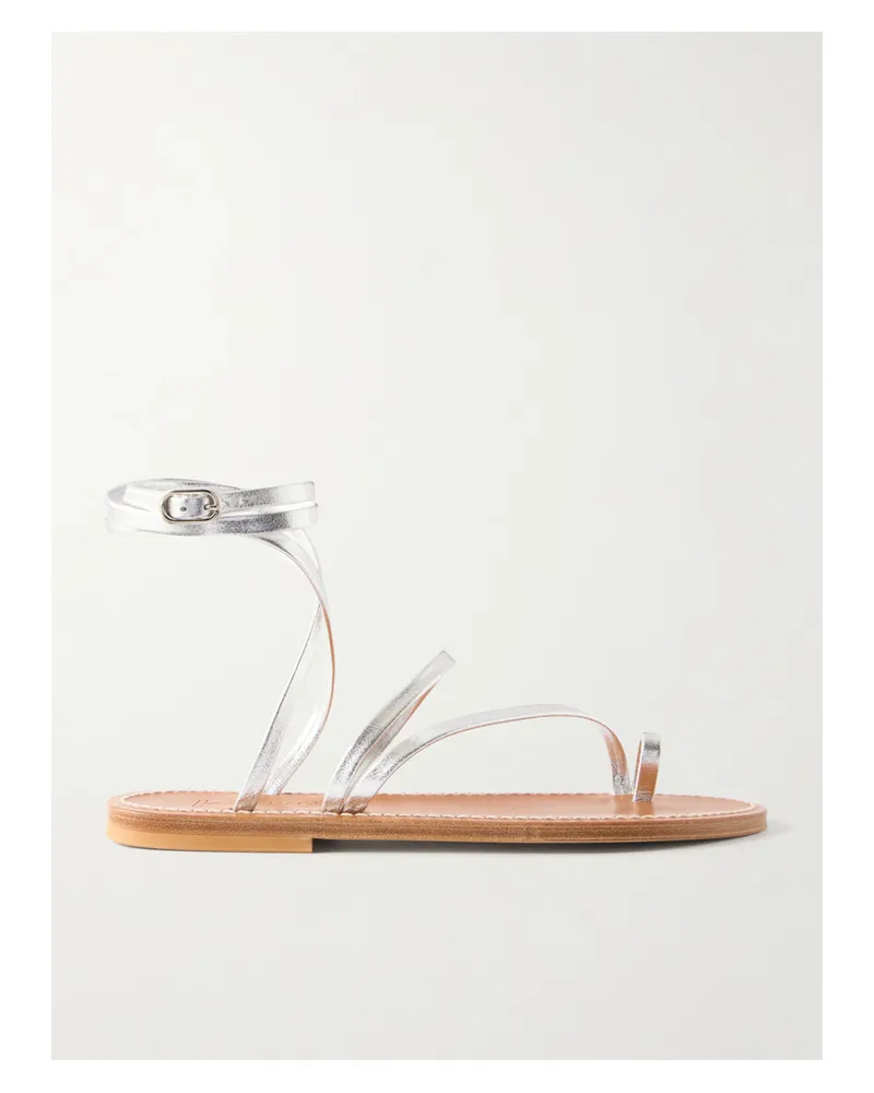 K.Jacques  Widow Metallic Leather Thong Sandals - Silver Silver