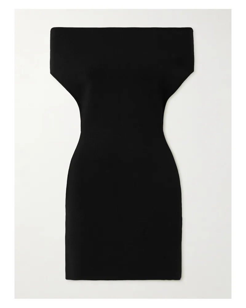 Jacquemus Cubista Schulterfreies Minikleid Aus Stretch-strick Mit Rückenausschnitt - Schwarz Schwarz
