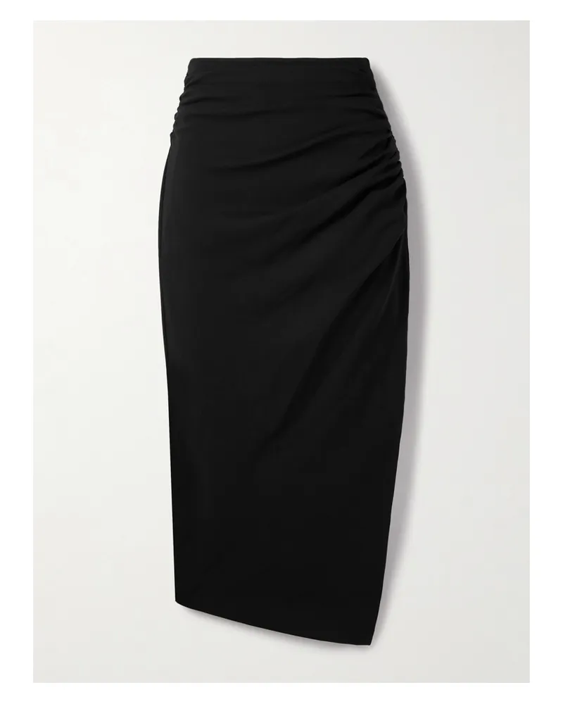 Carolina Herrera New York Midirock Aus Crêpe Aus Einer Wollmischung Mit Raffungen - Schwarz Schwarz