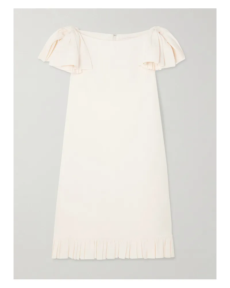 Valentino Garavani Minikleid Aus Crêpe Aus Einer Woll-seidenmischung Mit Rüschen - Weiß Weiß