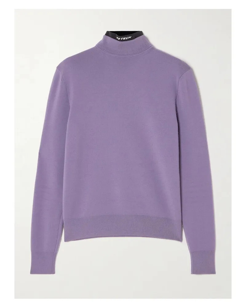 Aztech Mountain Etta Stehkragenpullover Aus Wolle Mit Besatz Aus Jersey - Lila Lila