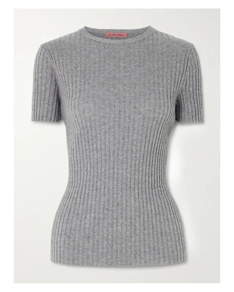 The Elder Statesman Ribbed Cashmere T-shirt - Gray Gray