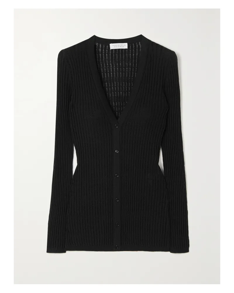 Gabriela Hearst Emma Pointelle-knit Cashmere And Silk-blend Cardigan - Black Black