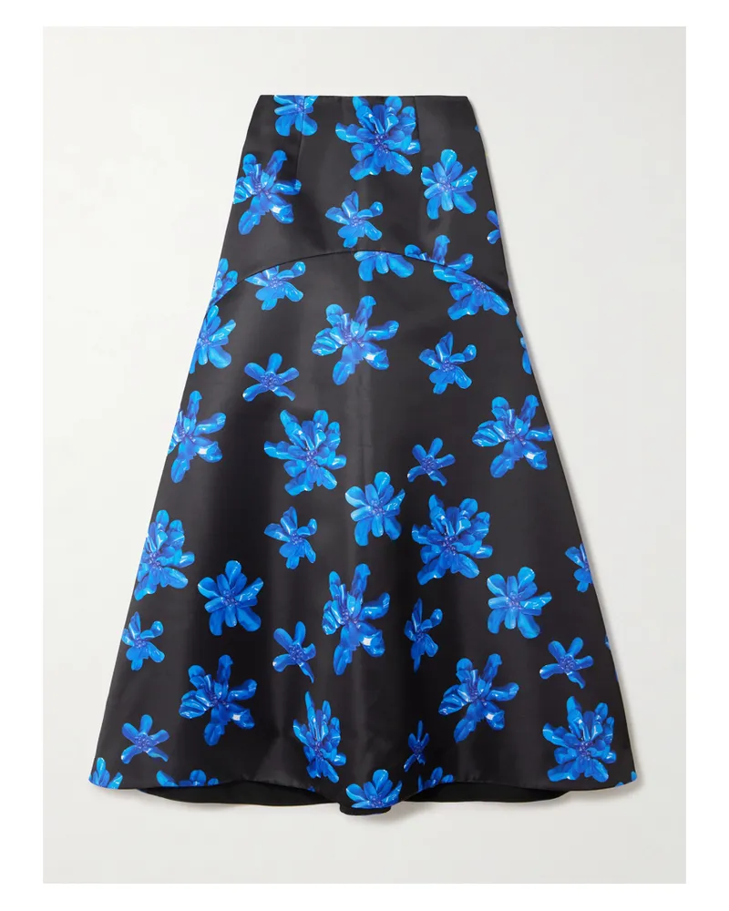 EMILIA WICKSTEAD Tamilla Maxirock Aus Faille Mit Blumenprint - Blau Blau