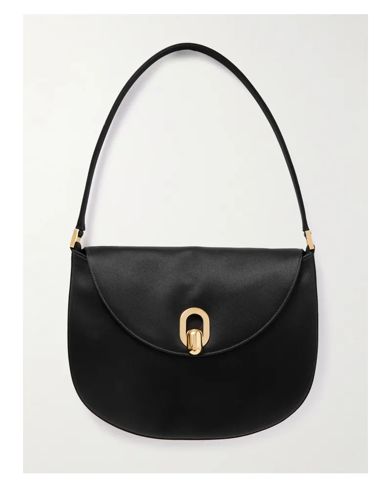 SAVETTE Tondo Small Satin Shoulder Bag - Black Black