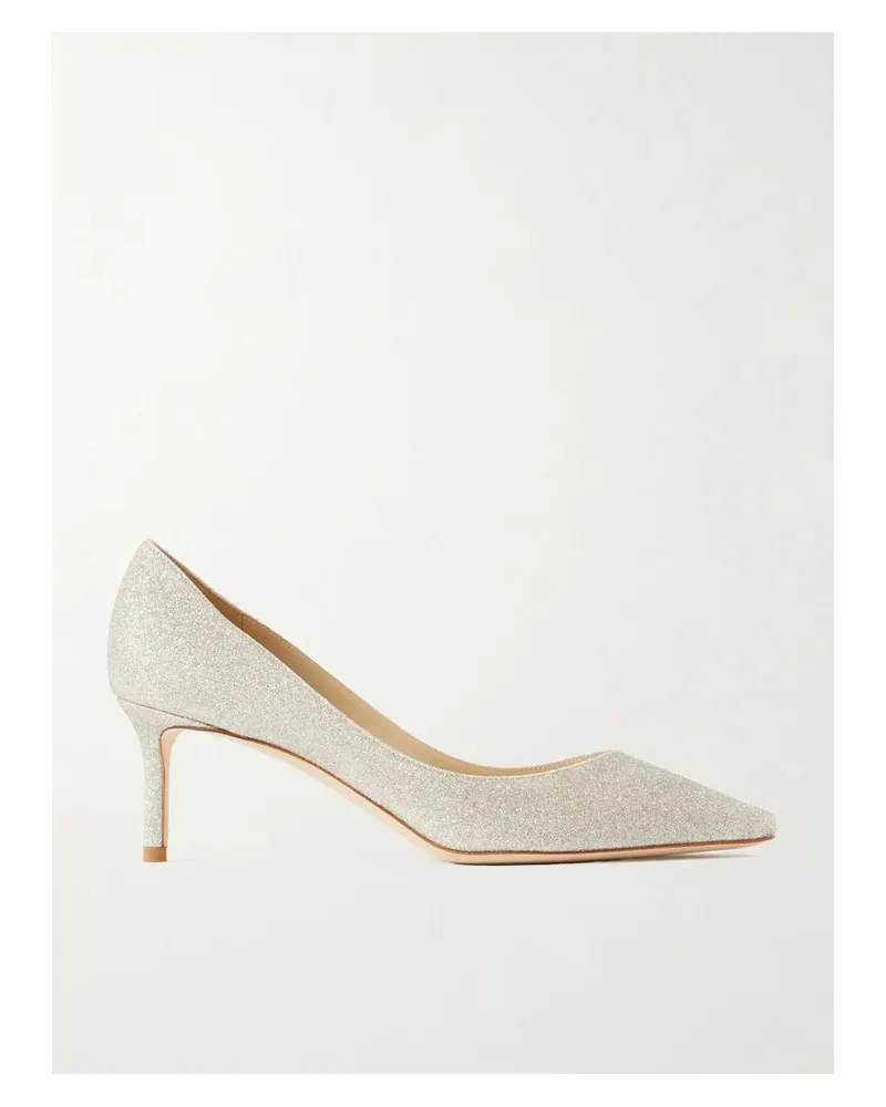 Jimmy Choo Romy 60 Lederpumps Mit Glitter-finish - Wollweiß Wollweiß