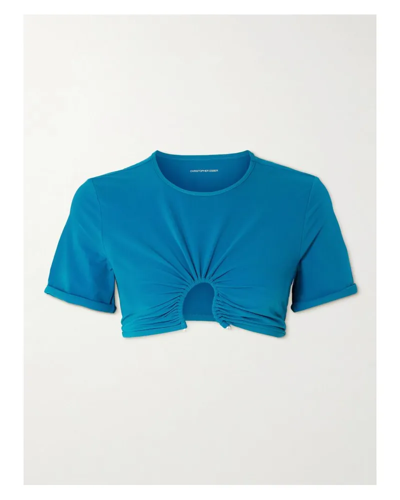 Christopher Esber Crescent Bikini-oberteil Mit Cut-out, Raffungen Und Verzierungen - Blau Blau