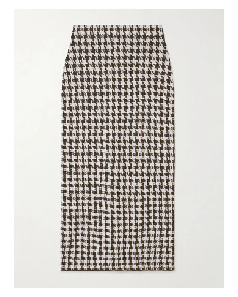 STAUD Karina Midikleid Aus Jacquard-strick Mit Gingham-karo - Braun Braun