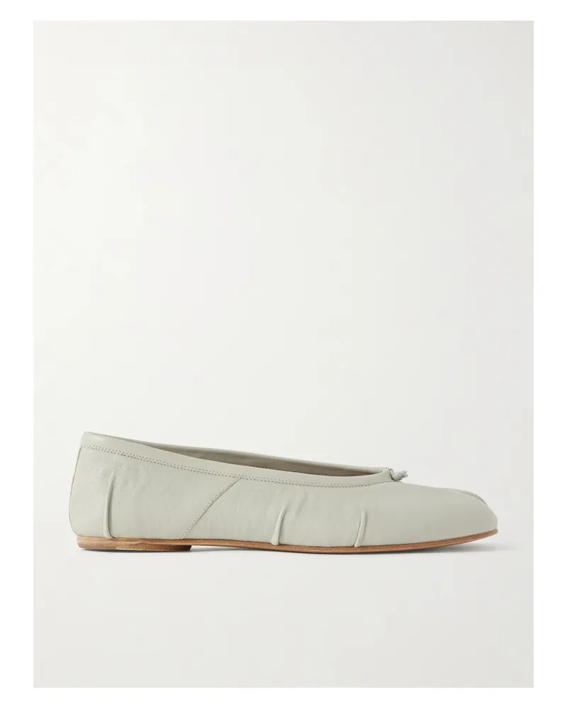 Maison Margiela Tabi Split-toe Textured Leather Ballet Flats - Gray Gray