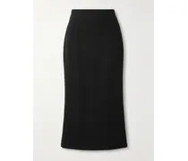 Textured-wool Midi Skirt - Black