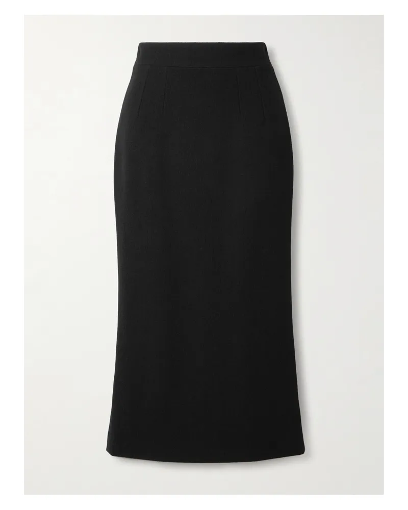 Dolce & Gabbana Textured-wool Midi Skirt - Black Black