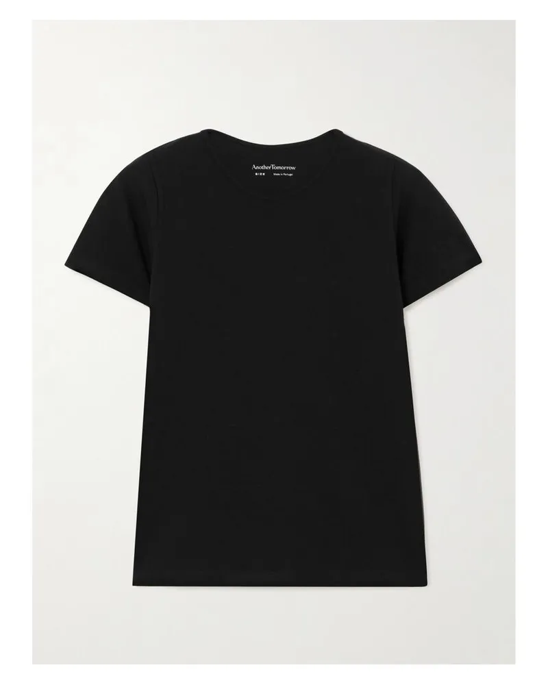 Another Tomorrow T-shirt Aus Stretch-jersey Aus Einer Biobaumwoll-lyocell-mischung - Schwarz Schwarz