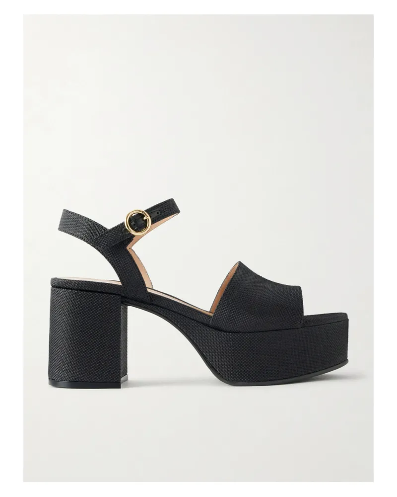Gianvito Rossi Carol 35 Raffia Platform Sandals - Black Black