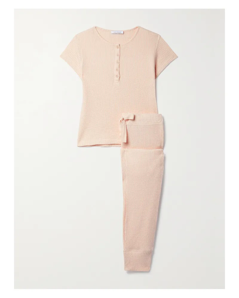 Ninety Percent Pyjama Aus Stretch-biobaumwolle In Waffelstrick - Pink Pink