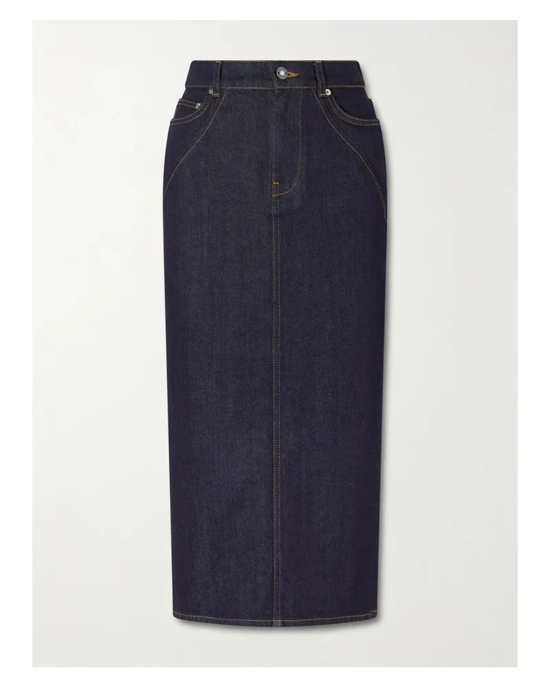 Givenchy Paneled Denim Midi Skirt - Blue Blue