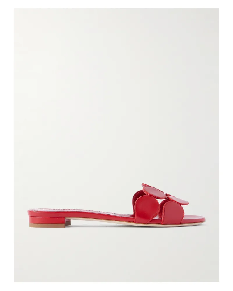Manolo Blahnik Haribalmu 10 Cutout Leather Slides - Red Red