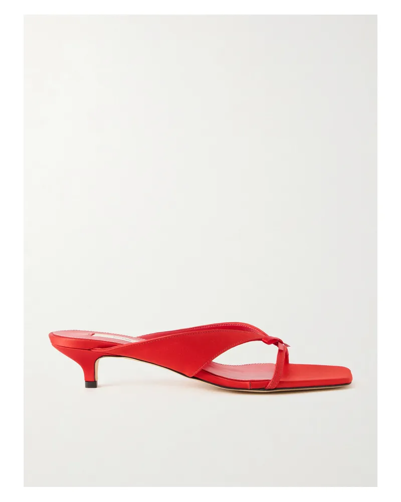 Totême Bow-embellished Satin Mules - Red Red
