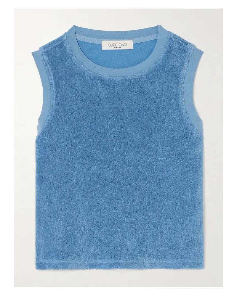 Suzie Kondi Mali Verkürztes Tanktop Aus Frottee Aus Einer Baumwollmischung - Blau Blau