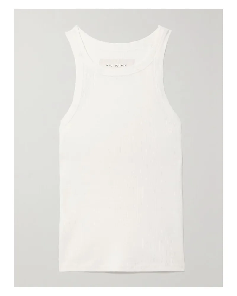Nili Lotan Jennifer Tanktop Aus Geripptem Baumwoll-jersey - Weiß Weiß