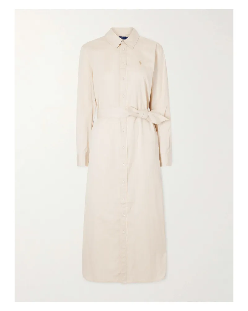 Ralph Lauren Belted Striped Cotton-poplin Maxi Shirt Dress - Neutrals Neutrals