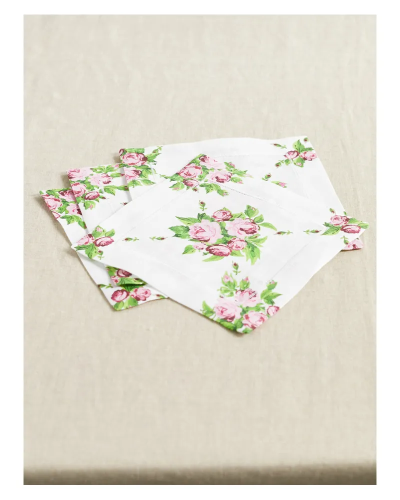 EMILIA WICKSTEAD Set Aus Vier Servietten Aus Leinen Mit Blumenprint - Pink Pink