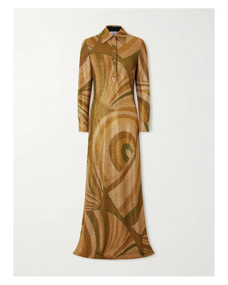 Emilio Pucci Maxikleid Aus Bedrucktem Lamé-jersey - Gold Gold
