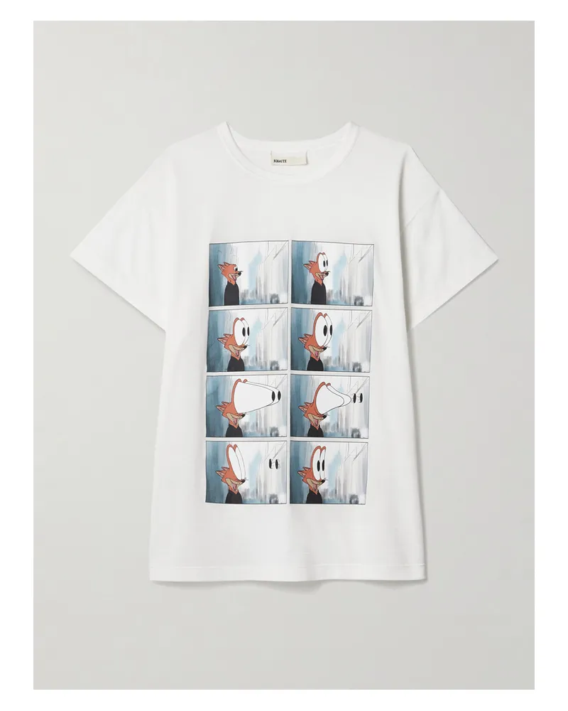 KHAITE Maeve T-shirt Aus Jersey Aus Einer Baumwollmischung Mit Print - Weiß Weiß