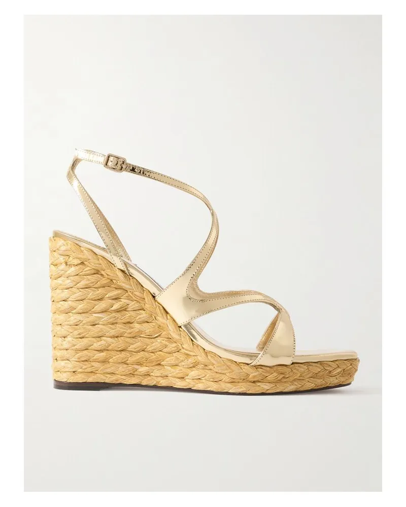 Jimmy Choo Ayla 110 Espadrille-wedges Aus Metallic-leder - Gold Gold