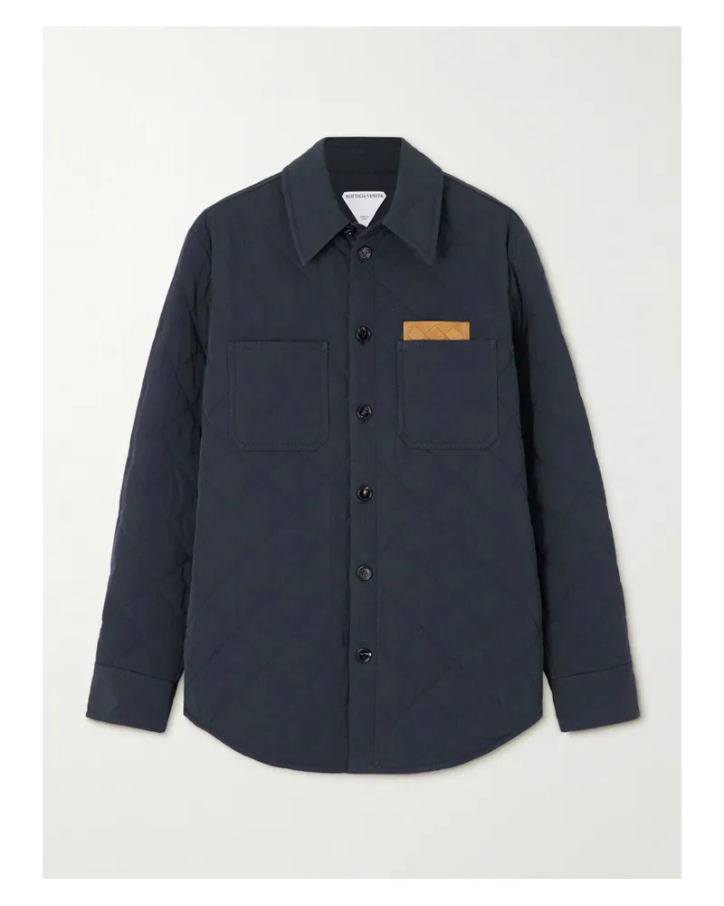Bottega Veneta Suede-trimmed Quilted Cotton-blend Shell Jacket - Blue Blue